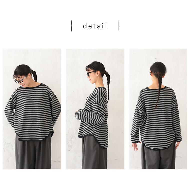 sarry sama♡ボーダーカットソー　トップス　グレー　ネイビー　コットン soulberry（ソウルベリー） 【ついに再入荷！】気ままネコのボーダー
