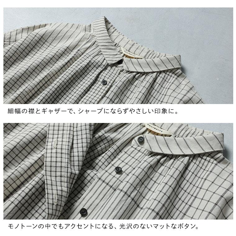 ブリードの森 ポルカチェックのブラウス レディース シャツ 長袖 パフスリーブ バルーンスリーブ グラフチェック 綿 コットン トップスの画像