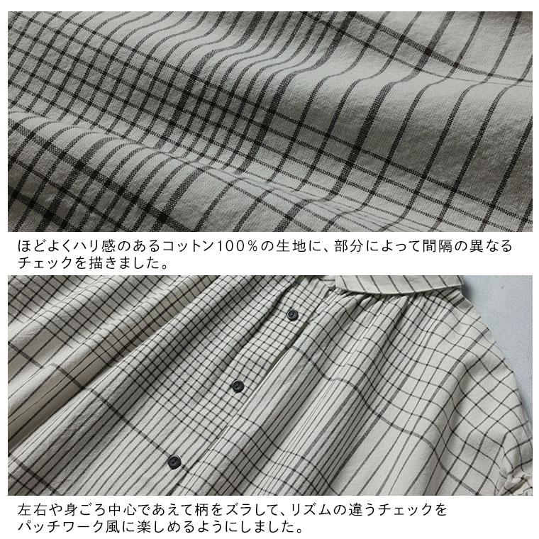 ブリードの森 ポルカチェックのブラウス レディース シャツ 長袖 パフスリーブ バルーンスリーブ グラフチェック 綿 コットン トップスの画像