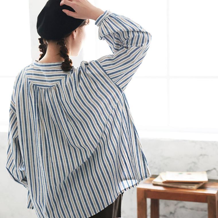 シャツ/ブラウス(長袖/七分) gingham mini frill blouse Frill Neck Gingham Blouse, Navy