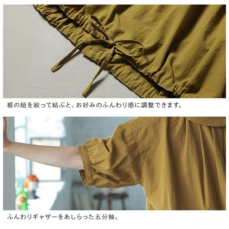 はちみつ堂 ナツメグのブラウス レディース プルオーバー 五分袖 5分袖 半袖 ロールカラー ロールネック 綿 コットン トップスの画像
