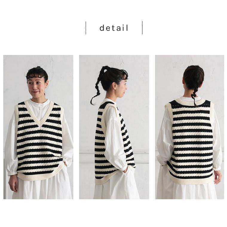 archivio Ciao刺繍 ノースリーブニットベスト 3D フラワーモチーフ ノースリーブ ニットベスト