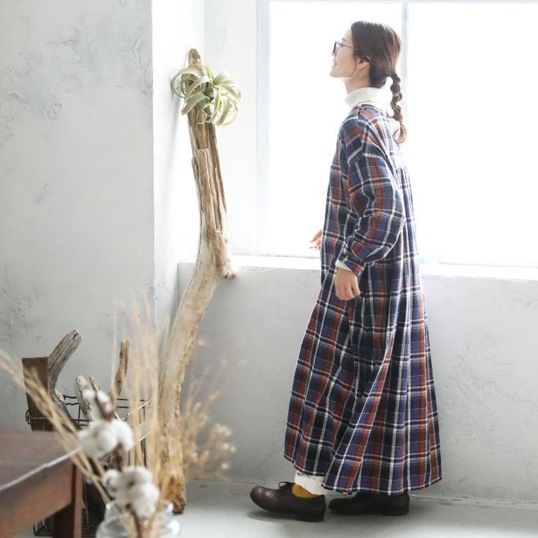 soulberry はちみつ堂の冬のマドラスチェックなワンピース