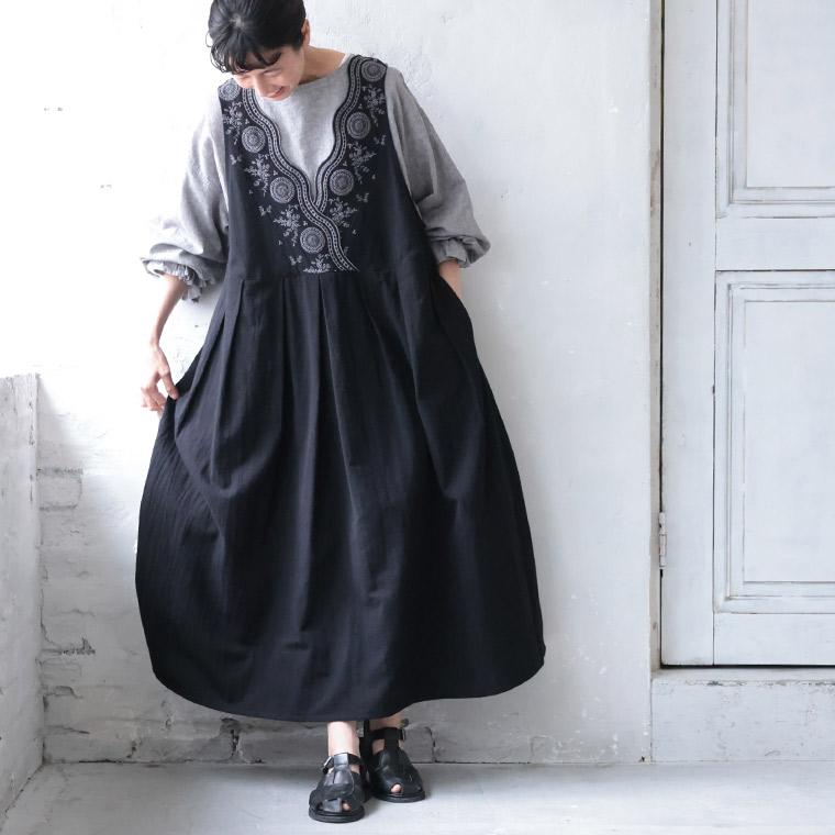 はちみつ堂 たっぷり刺繍のワンピース レディース ジャンパースカート