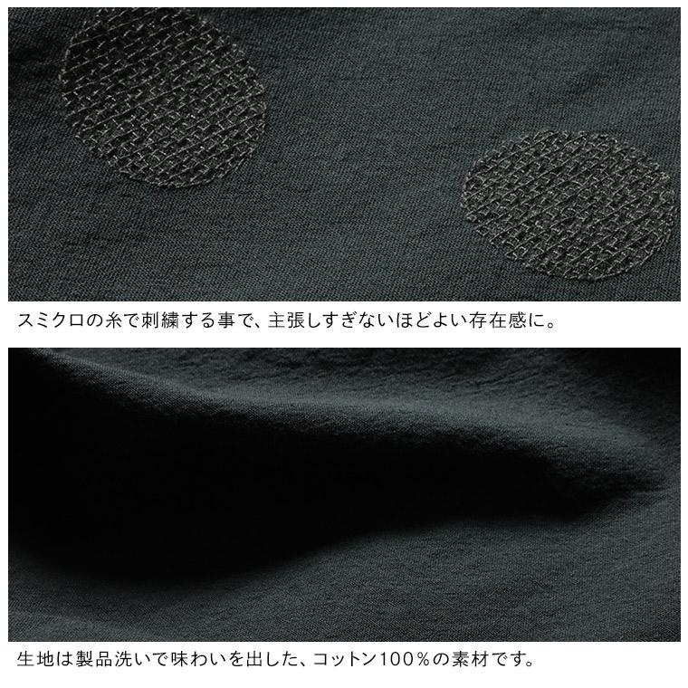 【ついに再入荷！】ふくろうと月 ドット刺繍のワンピース レディース ロング フレア Aライン 長袖 ノーカラー バンドカラー 綿 コットン 水玉の画像