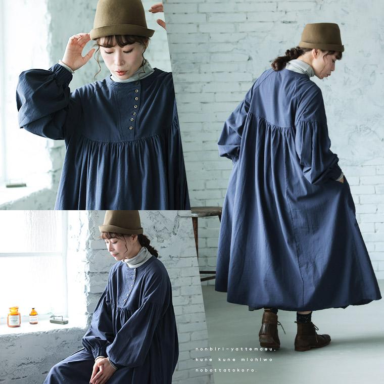 soulberry（ソウルベリー） はちみつ堂 斜めボタンの群青色ワンピース