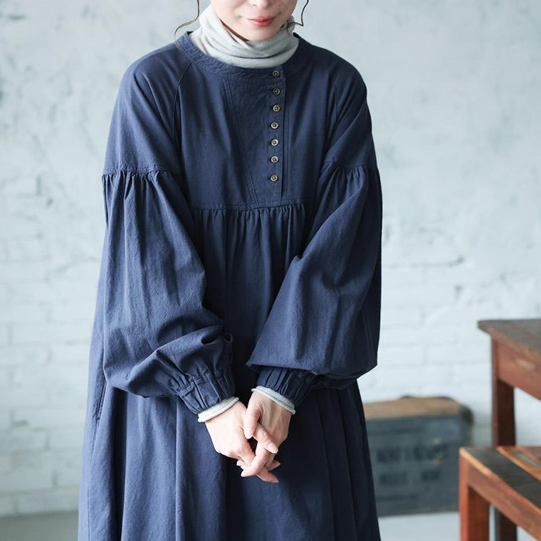 soulberry（ソウルベリー） はちみつ堂 斜めボタンの群青色ワンピース