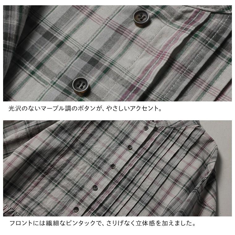 はちみつ堂 「わがまま別注」はちみつ堂の甘さひかえめチェックなワンピース レディース ロング フレア Aライン バンドカラーの画像