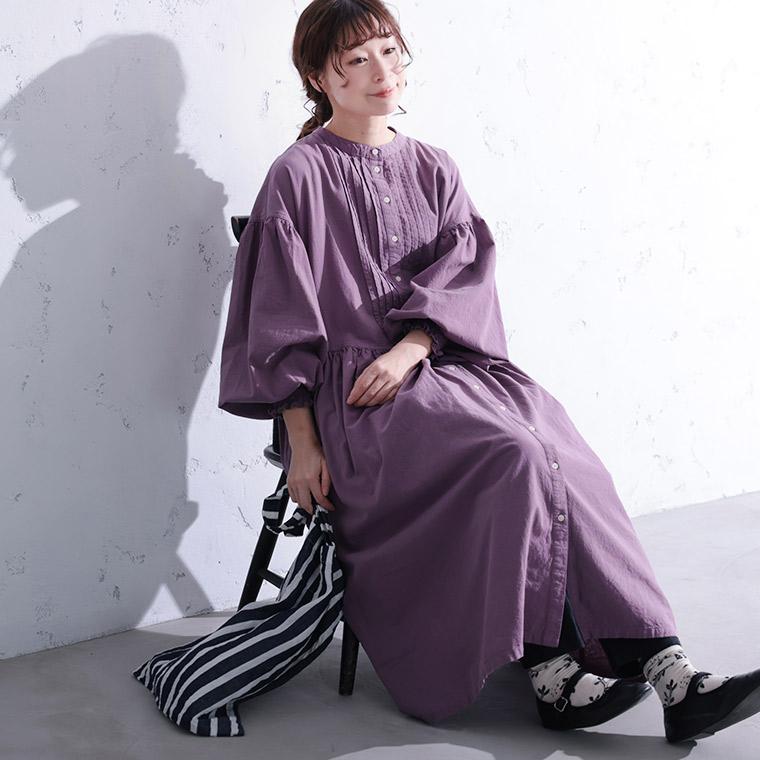 【ついに再入荷！】RaKMACKA(レックマッカ) ポプリのワンピース レディース ロング フレア Aライン バルーンスリーブ パフスリーブ ノーカラーの画像