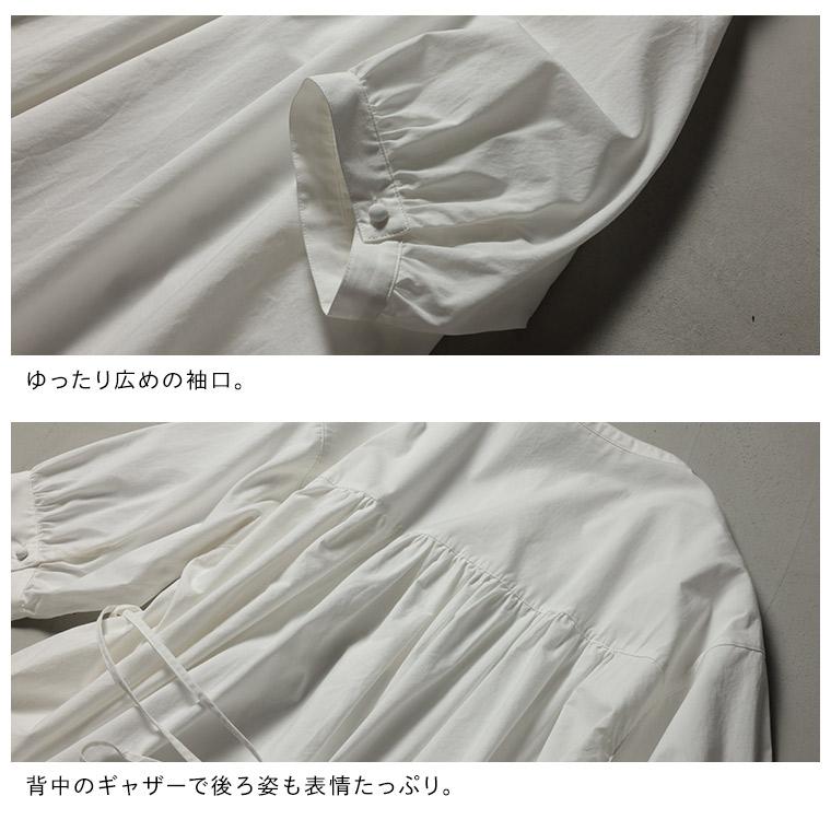 はちみつ堂 スカラップレースのワンピース レディース ロング ミモレ丈 フレア Aライン 七分袖 7分袖 パフスリーブ ノーカラー キーネック 綿 コットン 刺繍の画像