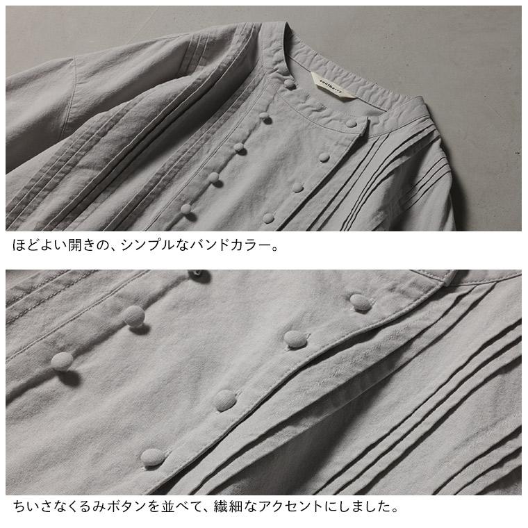 はちみつ堂 ダブル釦の涼ワンピース レディース ロング フレア Aライン 五分袖 5分袖 半袖 ノーカラー バンドカラー 綿 コットンの画像