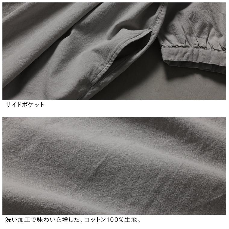 はちみつ堂 ダブル釦の涼ワンピース レディース ロング フレア Aライン 五分袖 5分袖 半袖 ノーカラー バンドカラー 綿 コットンの画像