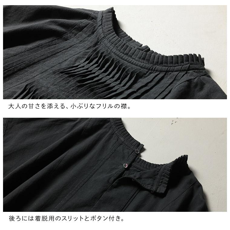 袖あり！なノースリのなみなみタックワンピース レディース ロング フレア Aライン ノースリーブ フレンチスリーブ 半袖 綿 コットン ピンタックの画像