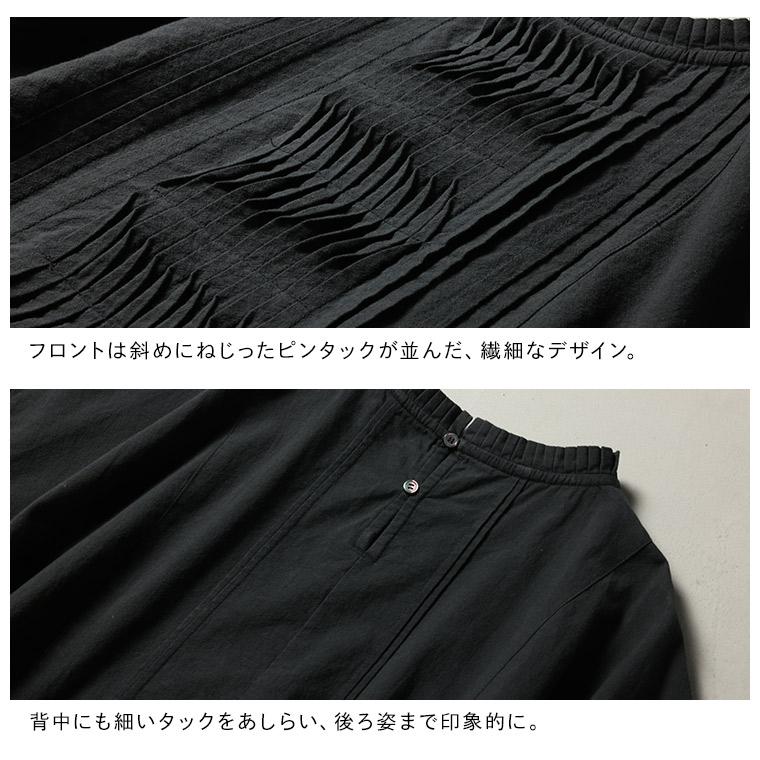 袖あり！なノースリのなみなみタックワンピース レディース ロング フレア Aライン ノースリーブ フレンチスリーブ 半袖 綿 コットン ピンタックの画像