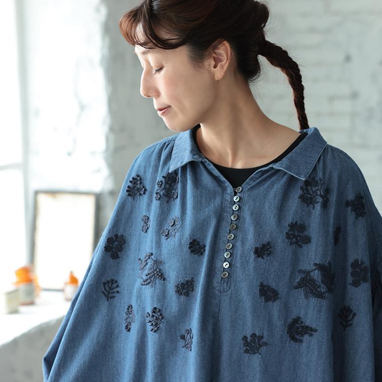 soulberry（ソウルベリー） はちみつ堂 デニムの刺繍ワンピース