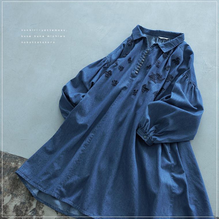 soulberry（ソウルベリー） はちみつ堂 デニムの刺繍ワンピース