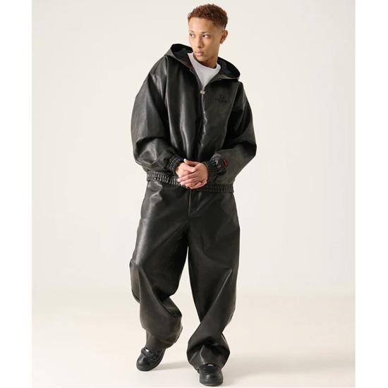 FUBU（フブ） フーブ フェイクレザー バギーパンツ FAUX LEATHER BUGGY