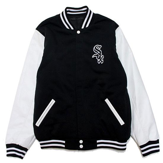 JH DESIGN ジェイエイチデザイン シカゴ ホワイトソックス スタジャン ジャケット CHICAGO WHITE SOX REVERSIBLE VARSITY JACKET リバーシブル ブラック 黒 L XL｜soulstyle｜02