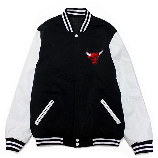 JH DESIGN ジェイエイチデザイン シカゴ ブルズ スタジャン ジャケット CHICAGO BULLS REVERSIBLE VARSITY JACKET リバーシブル 中綿 ブラック 黒 L XL｜soulstyle｜02