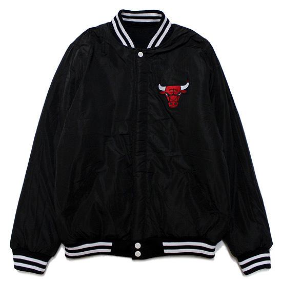 JH DESIGN ジェイエイチデザイン シカゴ ブルズ スタジャン ジャケット CHICAGO BULLS REVERSIBLE VARSITY JACKET リバーシブル 中綿 ブラック 黒 L XL｜soulstyle｜05