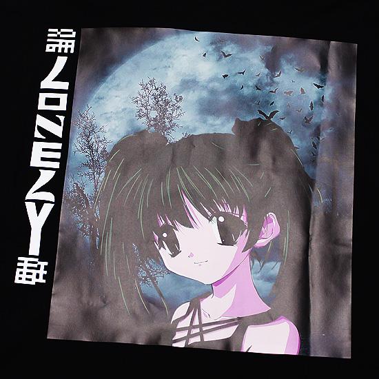 lonly 論理アニメキャラクター プリント ナイロンジャケット