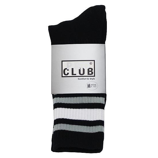 PRO CLUB プロクラブ ストライプ クルーソックス 靴下 STRIPE CREW SOCKS ストリート スポーツ ロゴ ブラック ホワイト グレー 黒 M L｜soulstyle