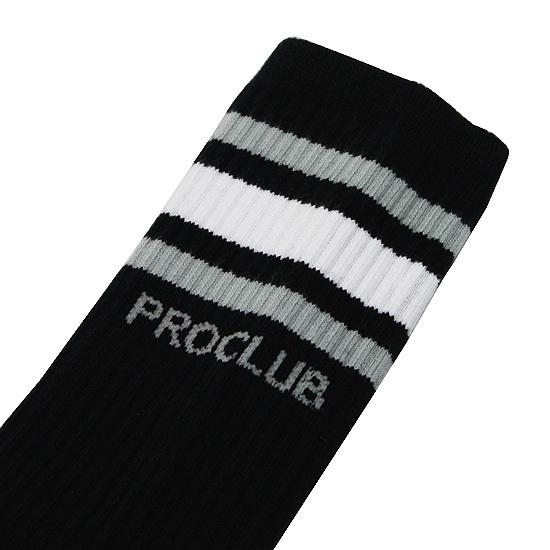 PRO CLUB プロクラブ ストライプ クルーソックス 靴下 STRIPE CREW SOCKS ストリート スポーツ ロゴ ブラック ホワイト グレー 黒 M L｜soulstyle｜03