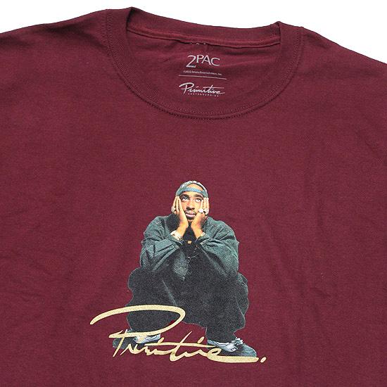 PRIMITIVExTUPAC プリミティブx2パック 2PAC 半袖Tシャツ SHAKUR S/S TEE コラボレーション ストリート ヒップホップ スケート バーガンディ L XL XXL｜soulstyle｜03