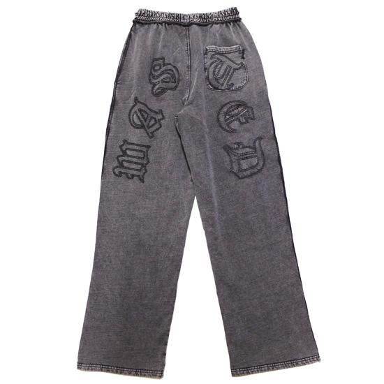 WASTED PARIS ウェステッドパリス スウェットパンツ KINGDOM CURVE FADED PANTS ストリート スケート ルーズシルエット ロゴ刺繍 裏起毛 グレー系 M L | WASTED PARIS