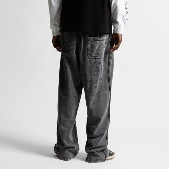 WASTED PARIS ウェステッドパリス スウェットパンツ KINGDOM CURVE FADED PANTS ストリート スケート ルーズシルエット ロゴ刺繍 裏起毛 グレー系 M L | WASTED PARIS | 07