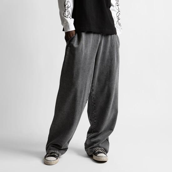 WASTED PARIS ウェステッドパリス スウェットパンツ KINGDOM CURVE FADED PANTS ストリート スケート ルーズシルエット ロゴ刺繍 裏起毛 グレー系 M L | WASTED PARIS | 08