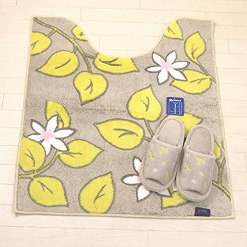 おしゃれ トイレ用品 北欧 ロング トイレマット セット かわいい 2点 スリッパ トイレマット リーフ かわいい ノルン オカ 花 A B071l6wcbw 2424 耳長 Peace Sound ベージュ
