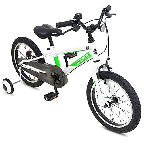 子供用自転車 18インチ DEEPER D-18TPB BMXタイプ 補助輪付き (ホワイト×グリーン) 子供用自転車