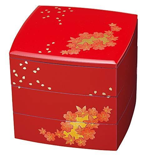 21公式店舗 紀州塗り 6 5寸 胴張三段 重箱 朱 箔春秋 運動会 大型 弁当箱 おしゃれ 3段 お重箱 かわいい おせち 正月 花見 保障できる