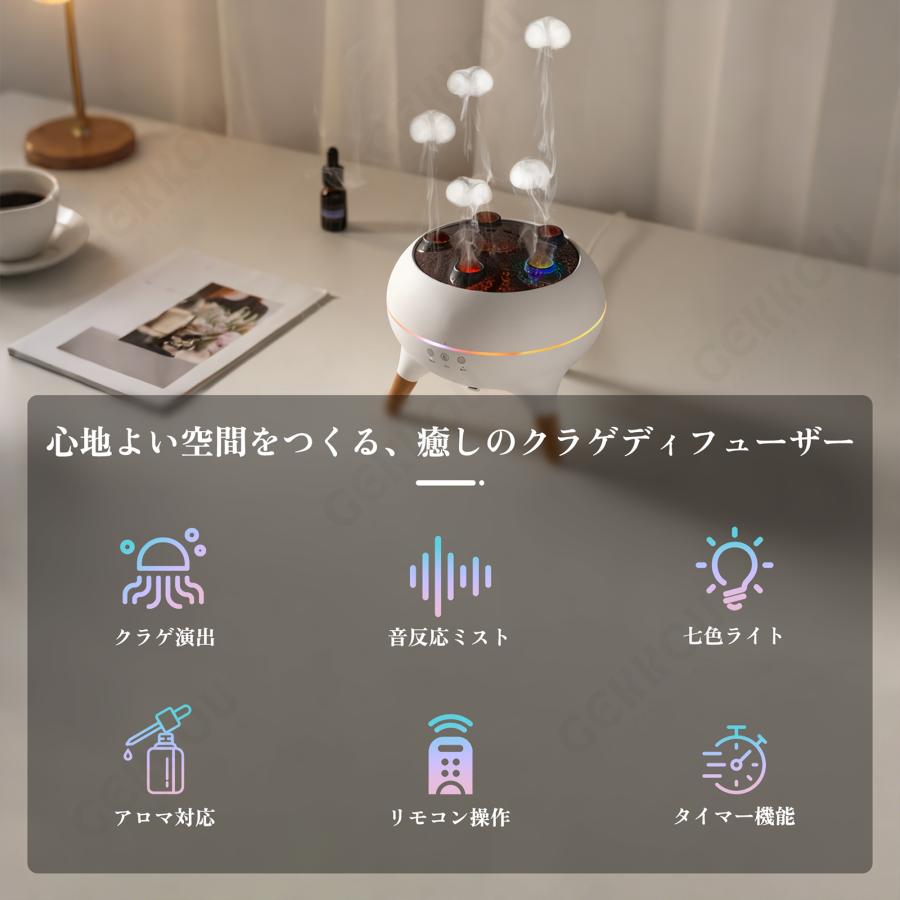 SNSで話題！アロマ2本＋ギフト仕様】 クラゲ 加湿器 アロマ加湿器