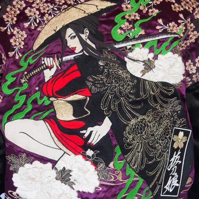 抜刀娘 スカジャン メンズ レディース 妃那 木枯らし sj 刺繍 抜刀娘 スカジャン メンズ レディース 妃那 木枯らし sj 刺繍