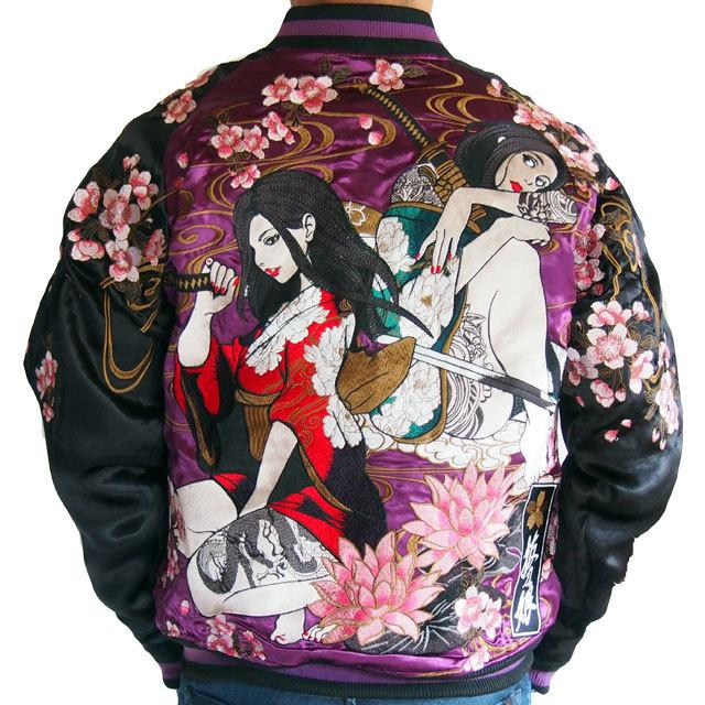 抜刀娘 スカジャン 妃那×凛 sj 刺繍 リバーシブル”桜” 和柄 抜刀娘 スカジャン 妃那×凛 sj 刺繍 リバーシブル”桜” 和柄