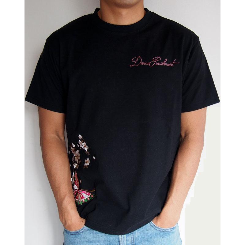 抜刀娘 穂乃花 総刺繍Tee 半袖Tシャツ アメカジ メンズ ブラック