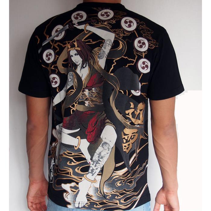抜刀娘 葵 雷神Tee 半袖Tシャツ アメカジ メンズ ブラック 212046 : 和