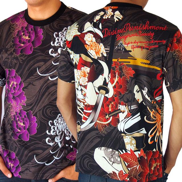 抜刀娘 結愛 妃那 総柄tee 半袖tシャツ アメカジ メンズ ブラック 24 Btmt24 和柄アイテムshop創作雑貨小都 通販 Yahoo ショッピング