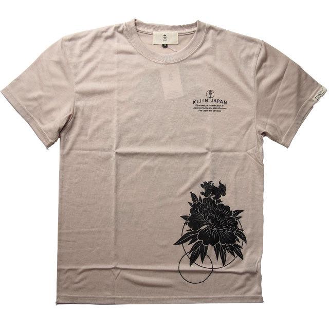 和柄tシャツ 汗っかきの味方まるめんシリーズT 牡丹 Tシャツ メンズ 黒