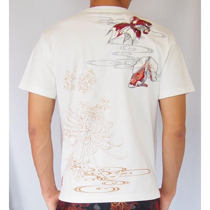 絡繰魂 和柄Tシャツ と ハーフパンツ、巾着の3点セット 金魚刺繍旅の 