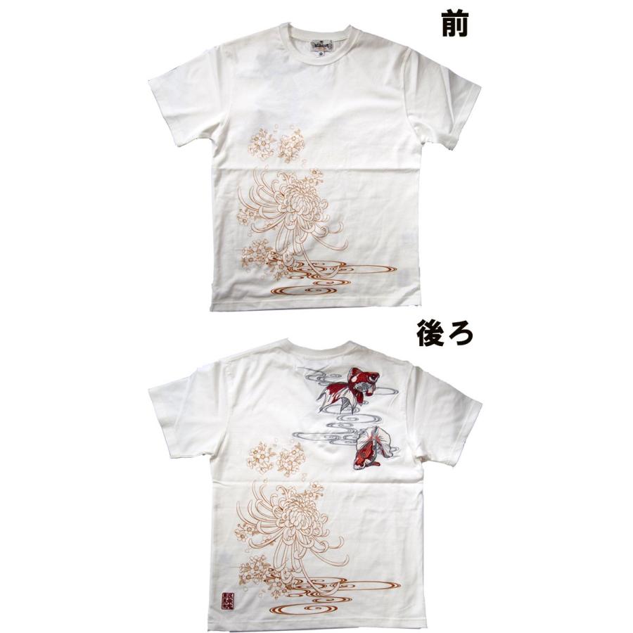 絡繰魂 和柄Tシャツ と ハーフパンツ、巾着の3点セット 金魚刺繍旅の 