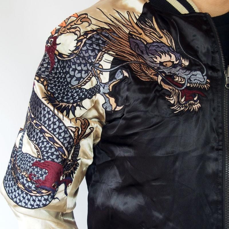 スカジャン メンズ レディース 絡繰魂 四神 刺繍 リバーシブル スカジャン メンズ レディース 絡繰魂 四神 刺繍 リバーシブル