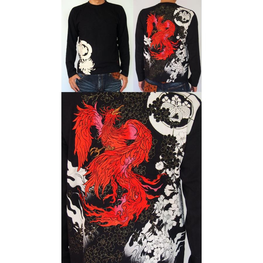 絡繰魂 和柄Tシャツ 長袖Tシャツ【絡繰魂】不死鳥 刺繍 ロンT 絡繰魂 和柄Tシャツ 長袖Tシャツ【絡繰魂】不死鳥 刺繍 ロンT