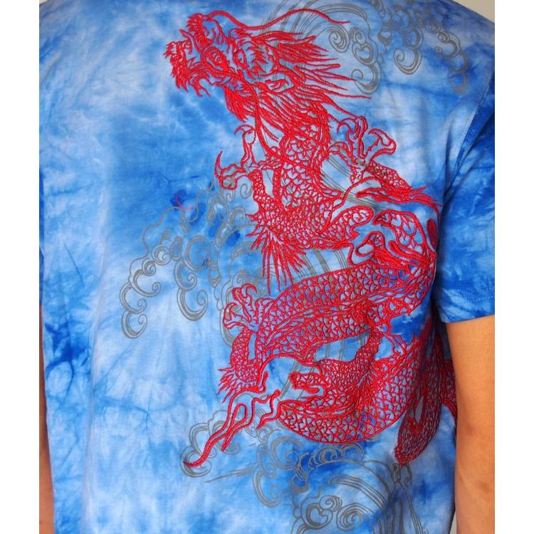 絡繰魂 むら染め tシャツ 和柄 tシャツ タイダイTシャツ 雲龍 半袖T