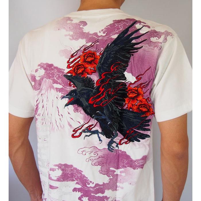 絡繰魂 和柄tシャツ 導きの神 八咫烏 刺繍 半袖Tシャツ tシャツ 絡繰魂 和柄tシャツ 導きの神 八咫烏 刺繍 半袖Tシャツ tシャツ