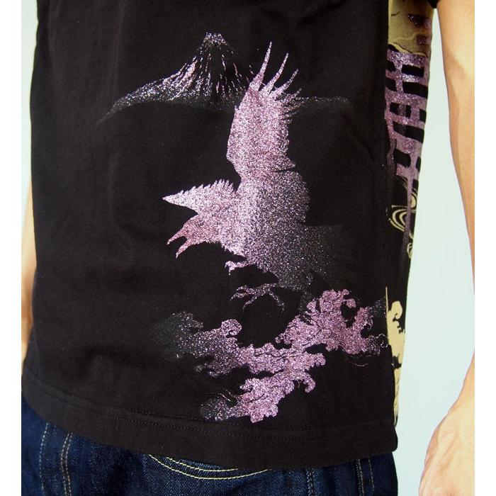 絡繰魂 和柄tシャツ 導きの神 八咫烏 刺繍 半袖Tシャツ tシャツ