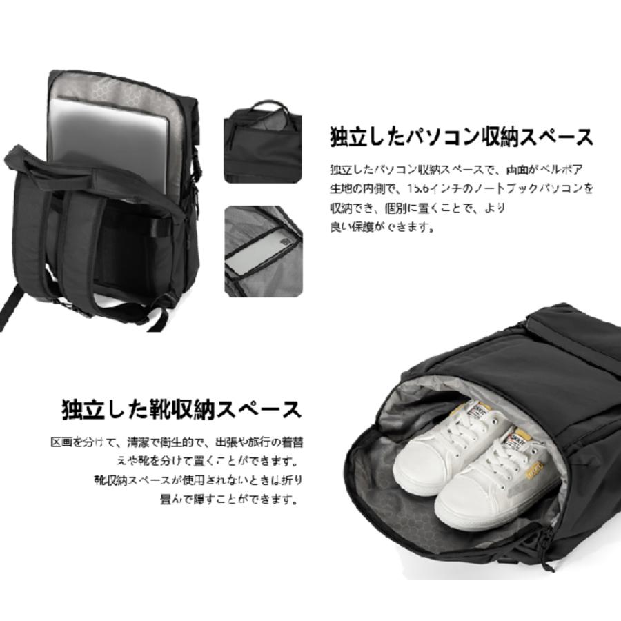 シンプル リユック 防水 撥水リュック 大容量ビジネスレジャー パック リュックサック ビジネス PC メンズ スマホ 携帯電話   15.6インチ バックパックリュックの画像