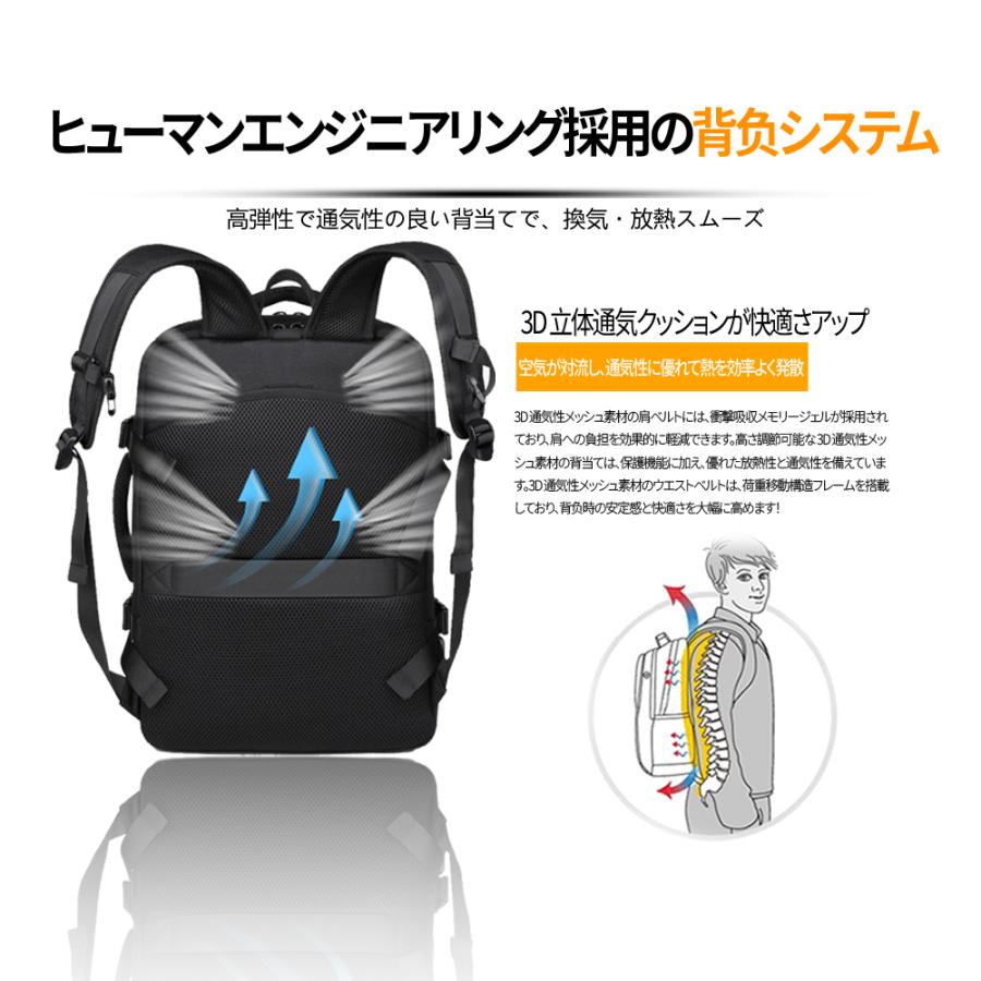 最新作 多機能 シンプル リユック 防水 撥水リュック 大容量ビジネスレジャー パック リュックサック ビジネス PC メンズ 大学生   17インチ バックパックの画像